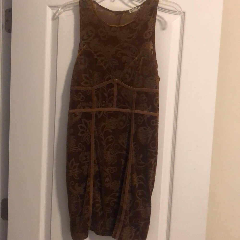Free people cocktail dress, brown suede